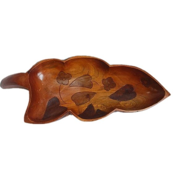 Vintage Other - Vintage Monkeypod Wood Hand Carved Leaf Bowl 18 Inch